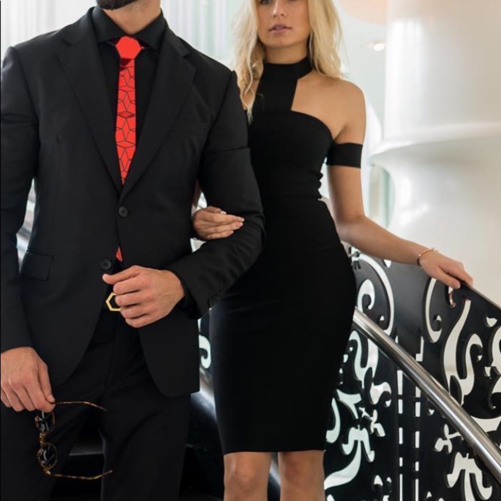 Black choker bodycon midi dress